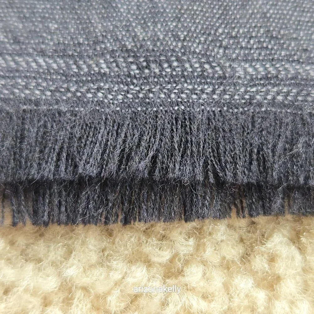 Talbots Wool Scarf Wrap Jacquard Lightweight Black & Grey - Picture 6 of 12